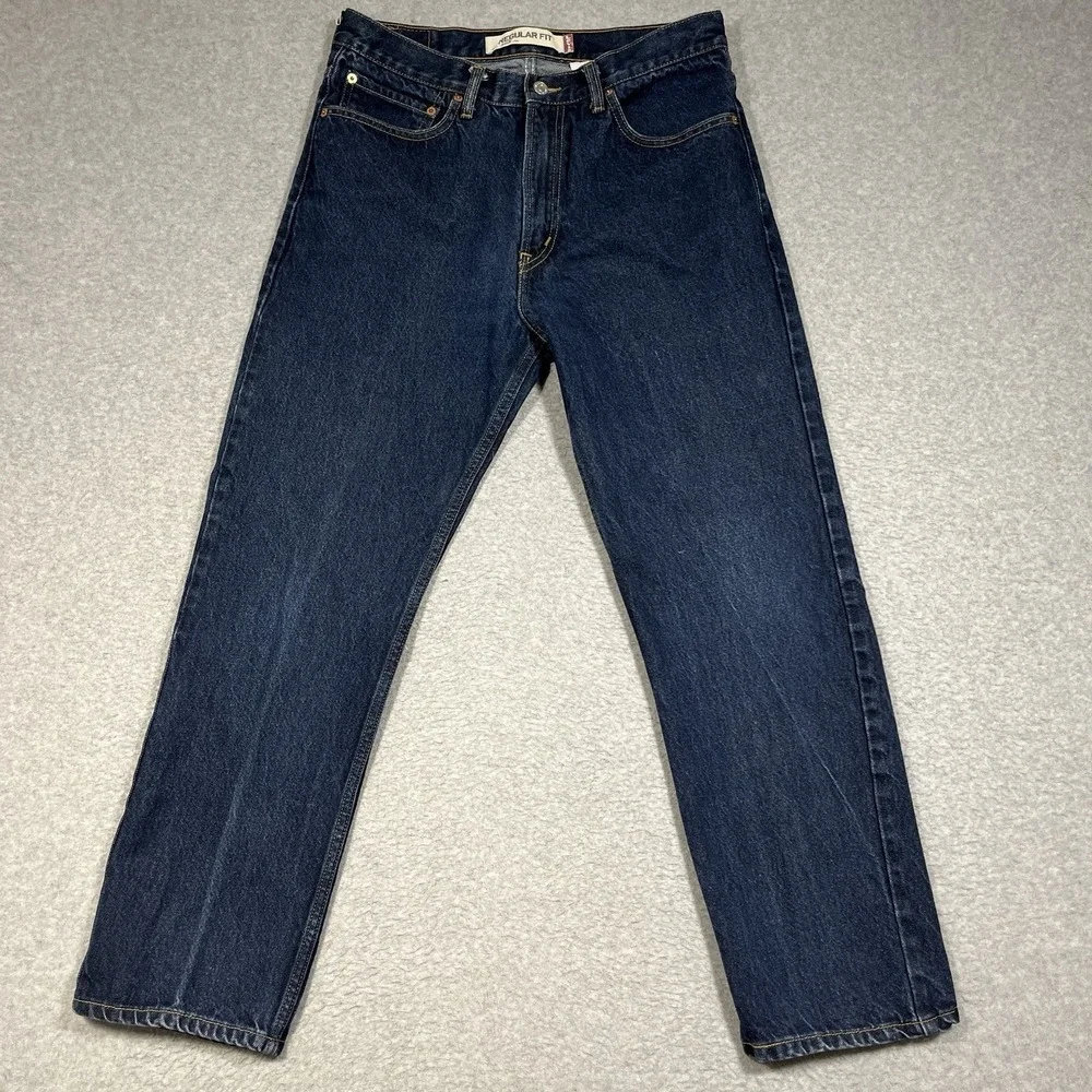 Vintage Levis Jeans Mens 34x30 (Fit 32x30) Blue 505 Straight Denim Dark 2004 Zip
